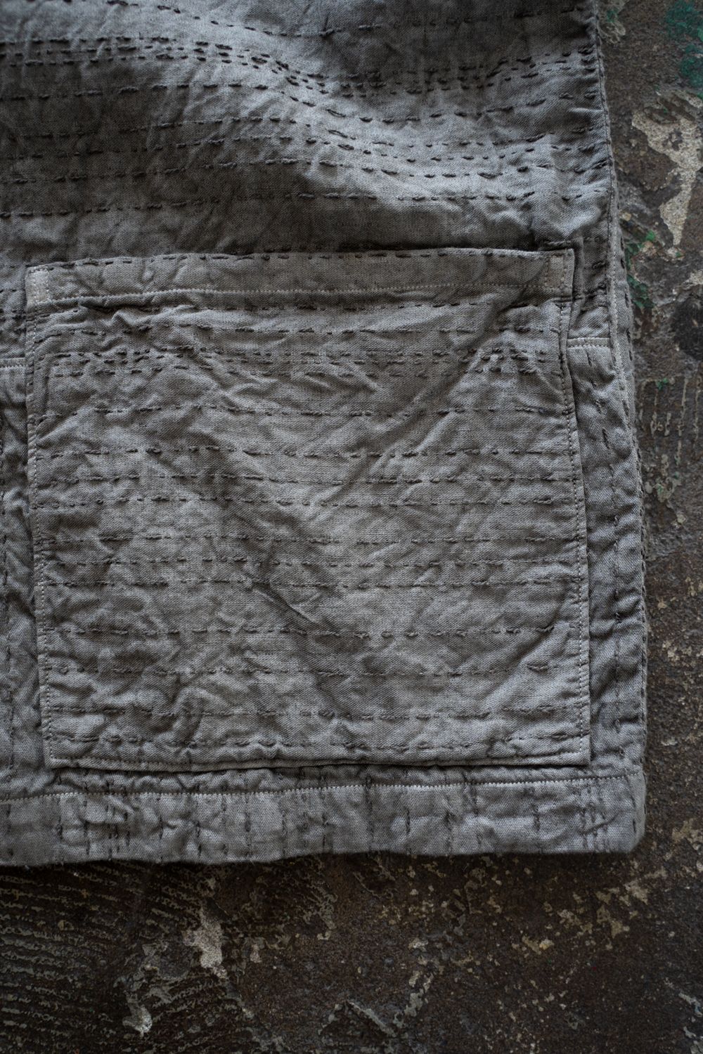 薄手刺し子織ジャケット(松煙)