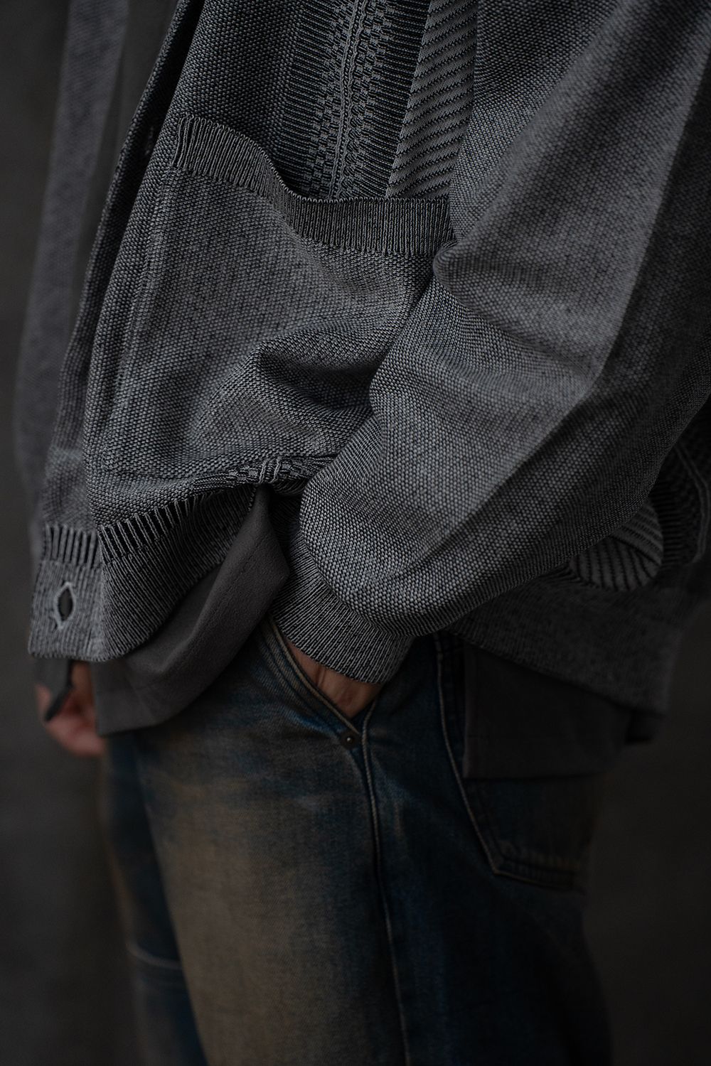【26SS】Kokuu Collar Cardigan(MIX GRAY)