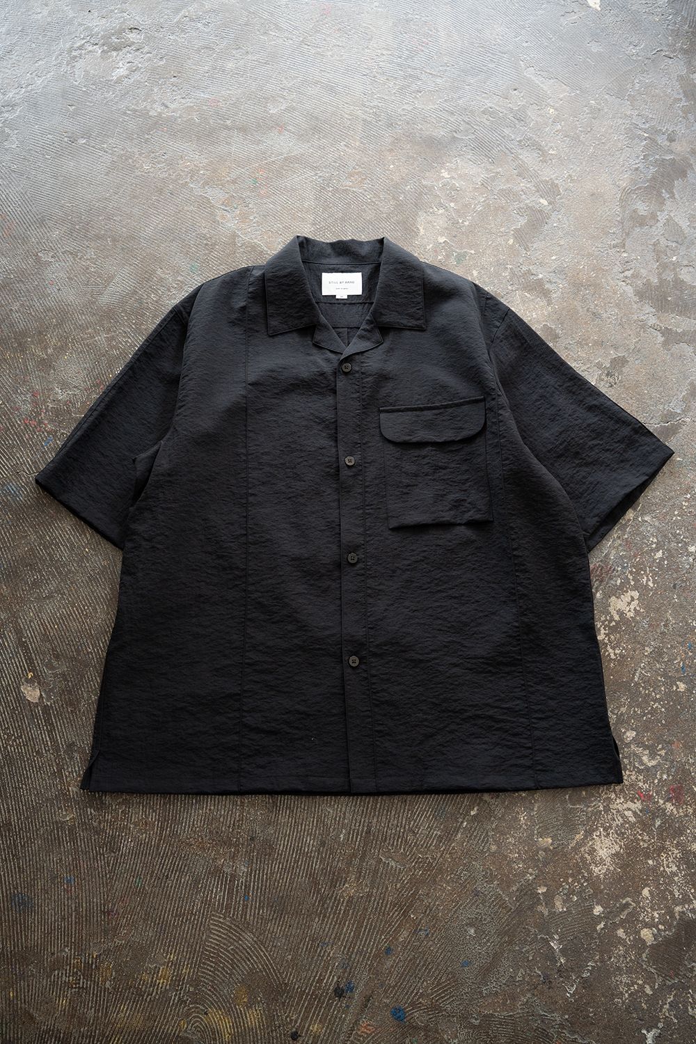 【26SS】ピンタックオープンカラー半袖シャツ(BLACK)