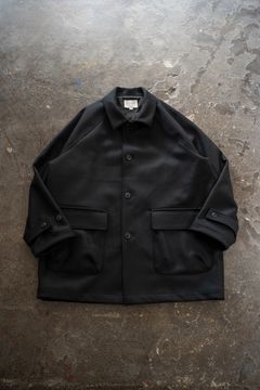 【25AW】Super110'Sメルトンステンカラーハーフコート(BLACK)