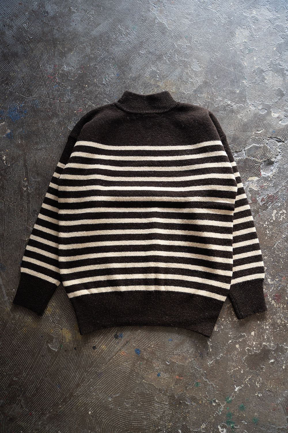 【ラスト1点】Hard twisted Shetlandwool GOB sweater(BROWN×WHITE)