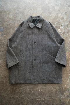 【23SS】リネン×シルクステンカラーハーフコート(CHARCOAL)