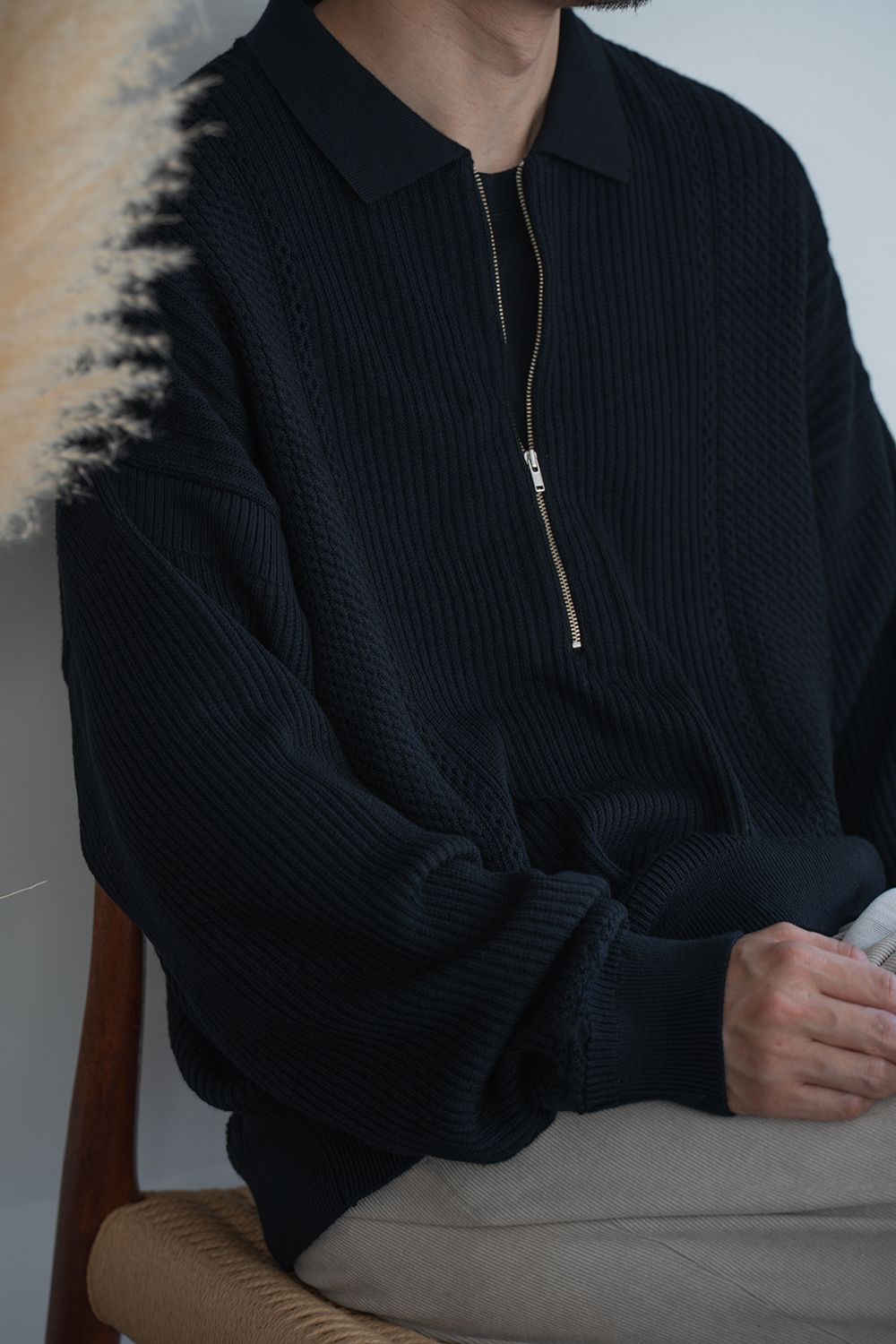 【26AW】Teriha Zip Polo(BLACK)
