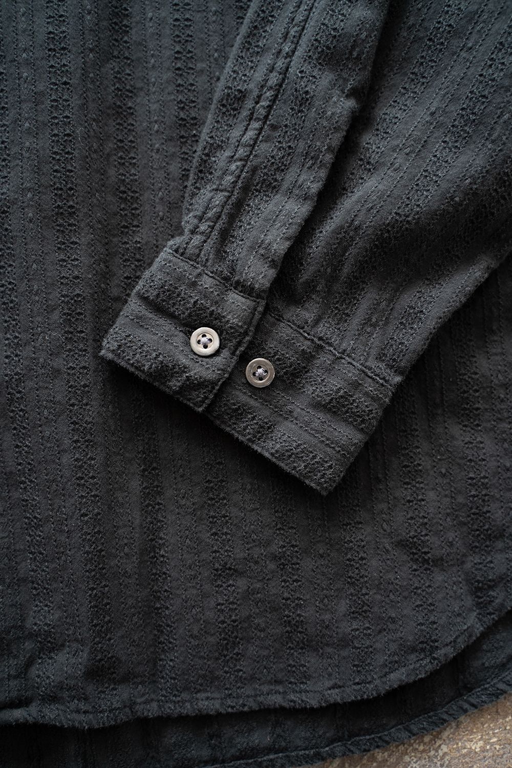 【ラスト1点】【23SS】Garmentdye Leno Cloth L/S Shirt/ガーメントダイレノクロスロングスリーブシャツ(BLACK)