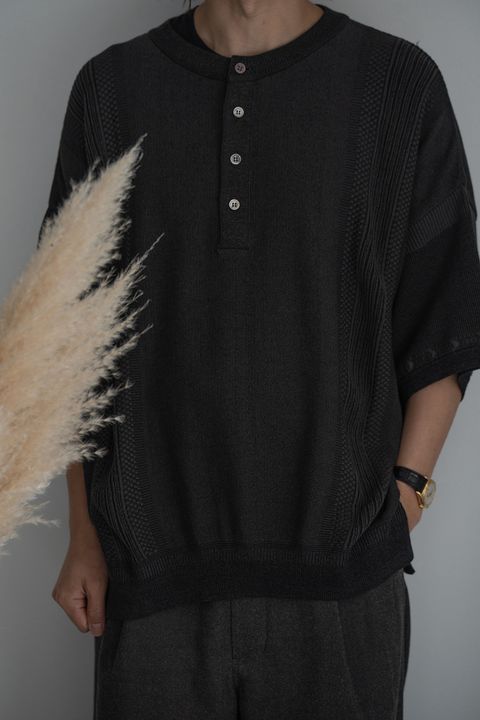 【26SS】Ryokufu Henley Knit(BLACK)