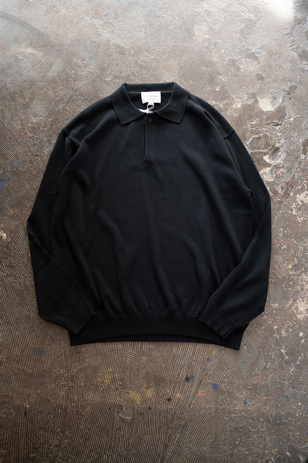 【26AW】コットン×シルク12Gニットポロ(INK BLACK)