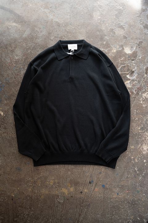 【26AW】コットン×シルク12Gニットポロ(INK BLACK)
