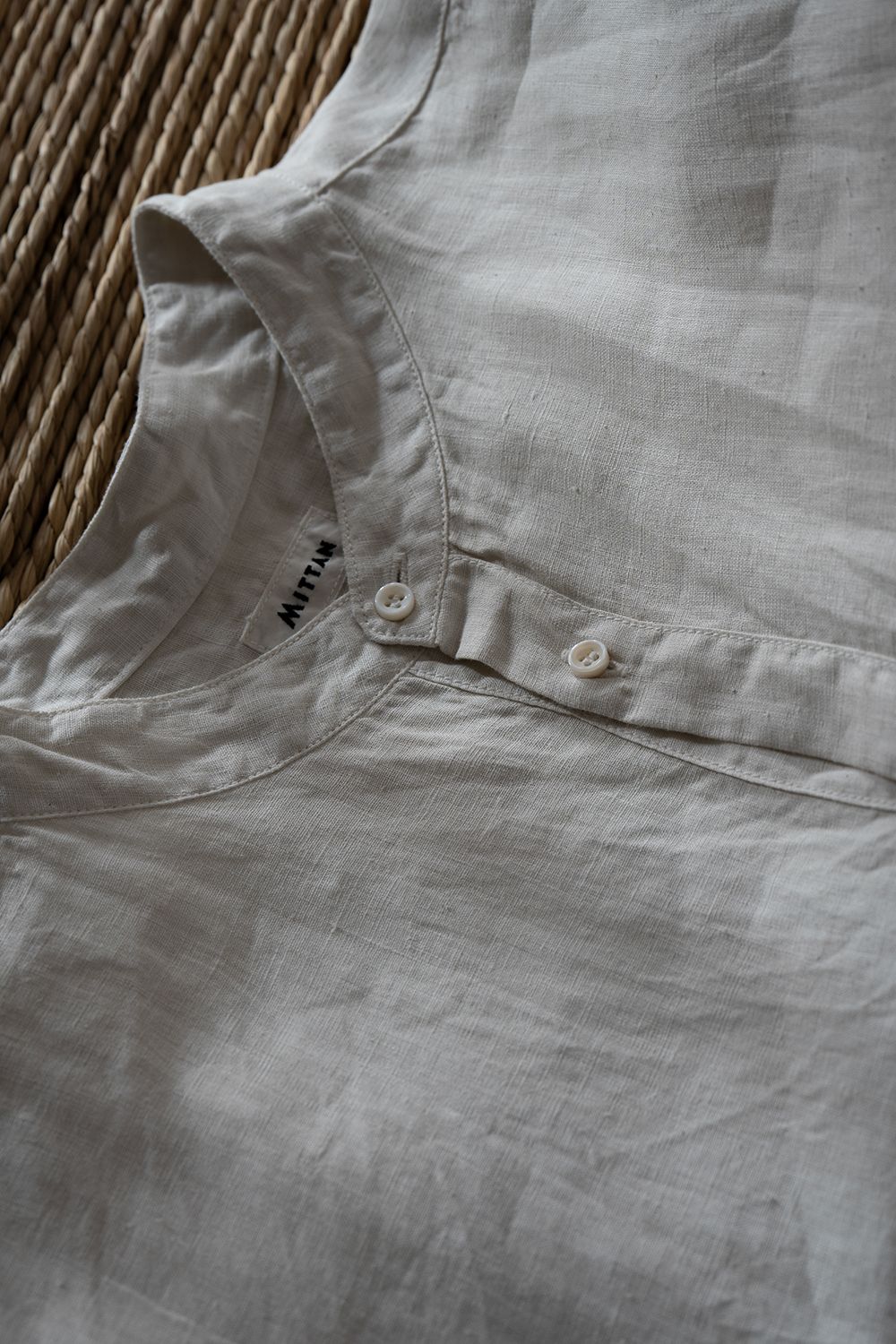 大麻シャツ 3(ベンガラ白)