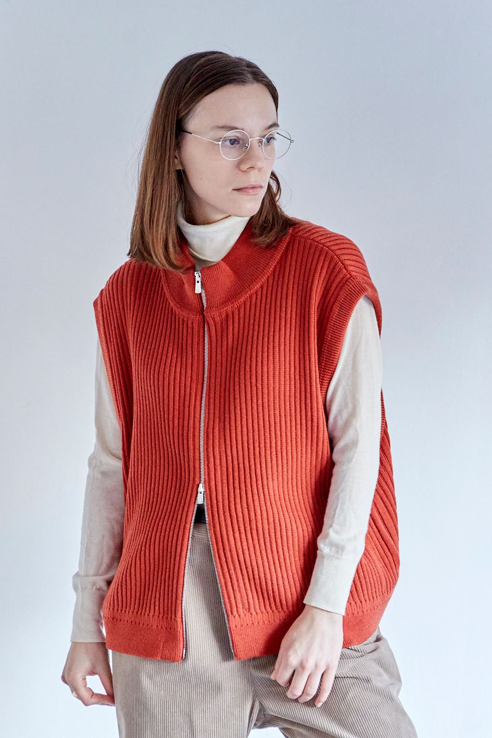 YASHIKI - 【ラスト1点】【24AW】Mizore Drivers Knit Vest(ORANGE) | Salty