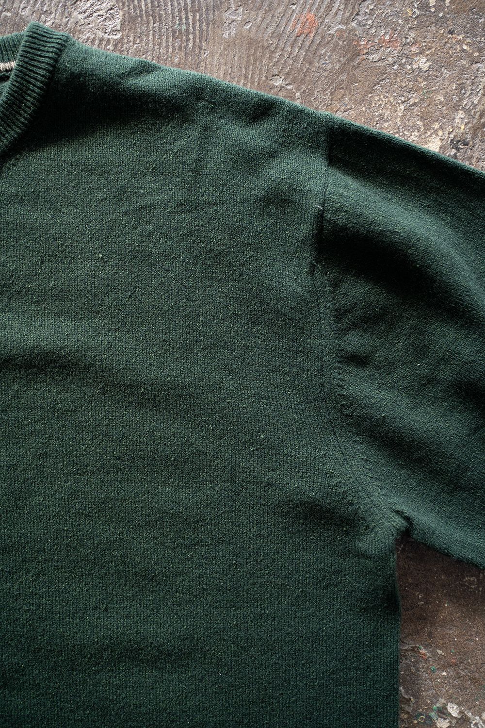 【ラスト1点】【24AW】ウール×シルク10Gクルーネックニット(GREEN)