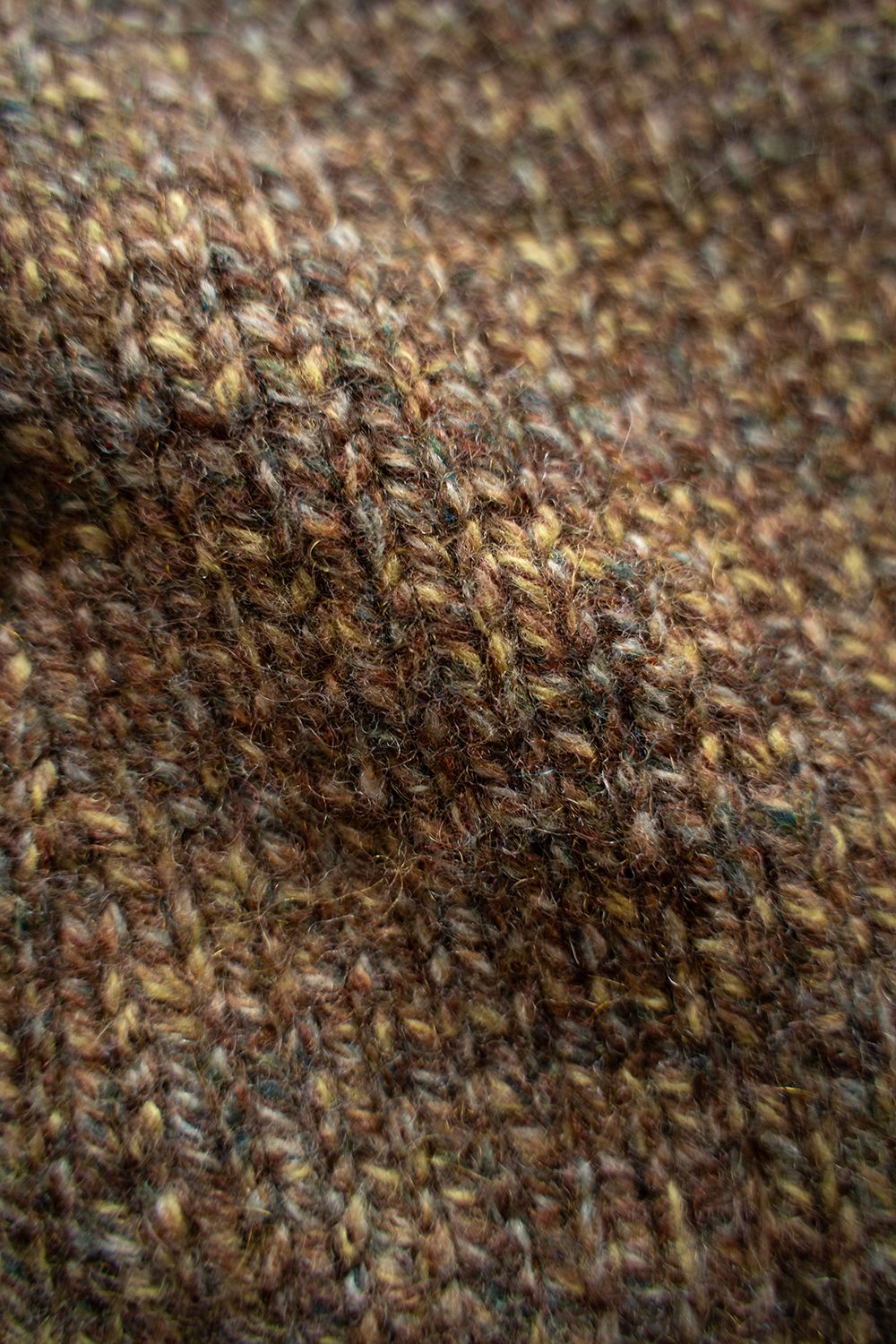 【ラスト1点】yak/lambs multi ply HAND KNITTING yoke top turtle neck sweater(MARRON)