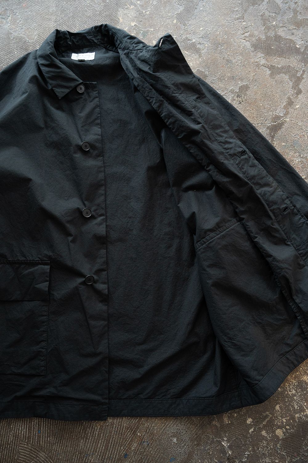 【26SS】ガーメントダイステンカラーハーフコート(BLACK NAVY)