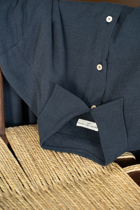 【ラスト1点】【25AW】Silk Nep Kersey Windsor Wide Collar Shirt(IRON BLUE)