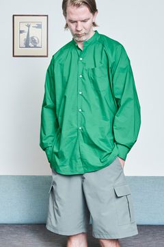 【ラスト1点】【23SS】Over Sized Band Collar Shirts(KELLY GREEN)