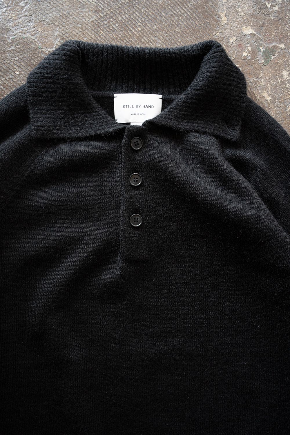 【26AW】モヘア混10Gニットポロ(BLACK)