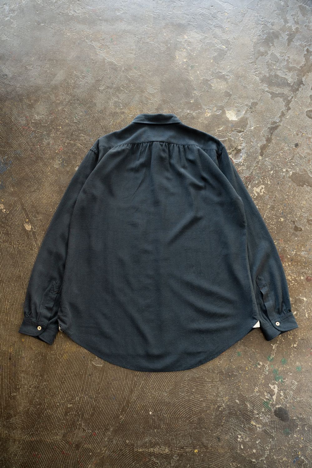 【ラスト1点】【25AW】Silk Nep Kersey Windsor Wide Collar Shirt(IRON BLUE)