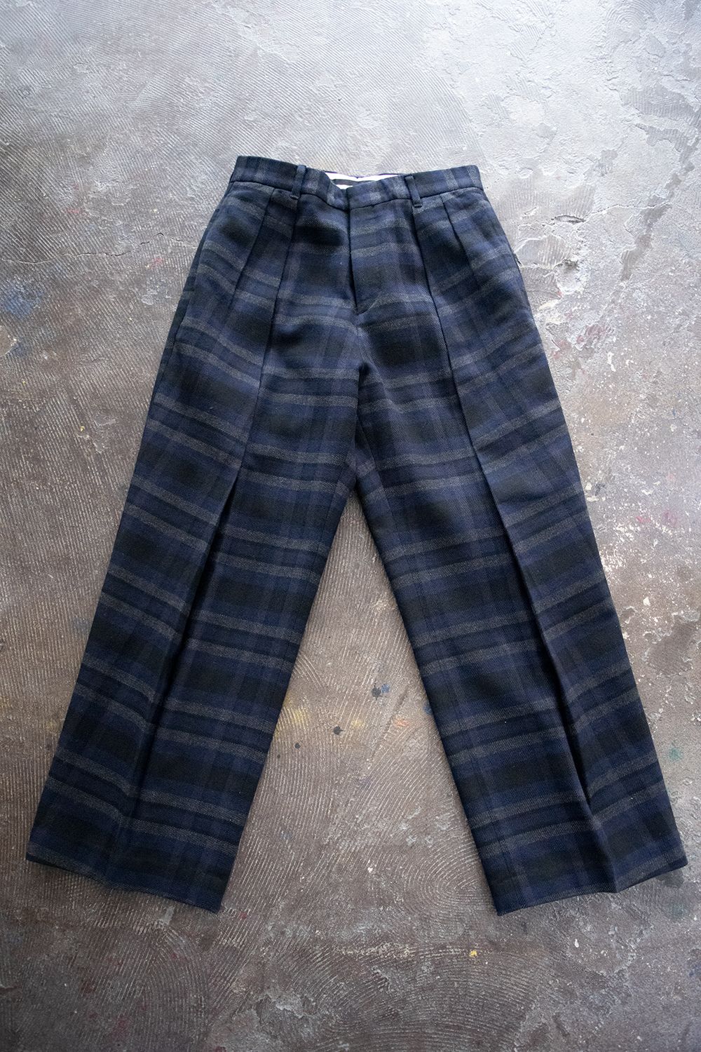 KHONOROGICA - 【ラスト1点】C/W Plaid Double Tuck Pants(NAVY) | Salty