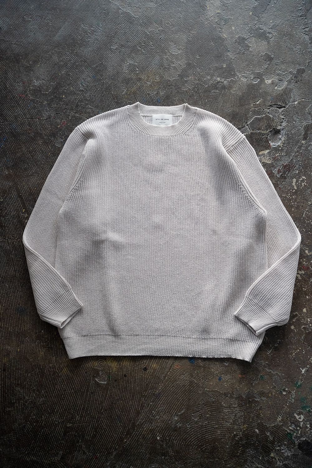 【ラスト1点】【23SS】擬麻コットンクルーネックニット(LIGHT GRAY)