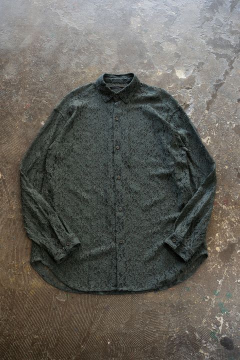 【ラスト1点】【25AW】Cord Lace L/S Shirt/コードレースロングスリーブシャツ(GREEN)