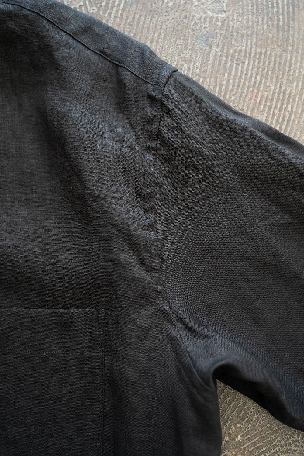 【ラスト1点】【23SS】半袖リネンレギュラーカラーシャツ(BLACK)