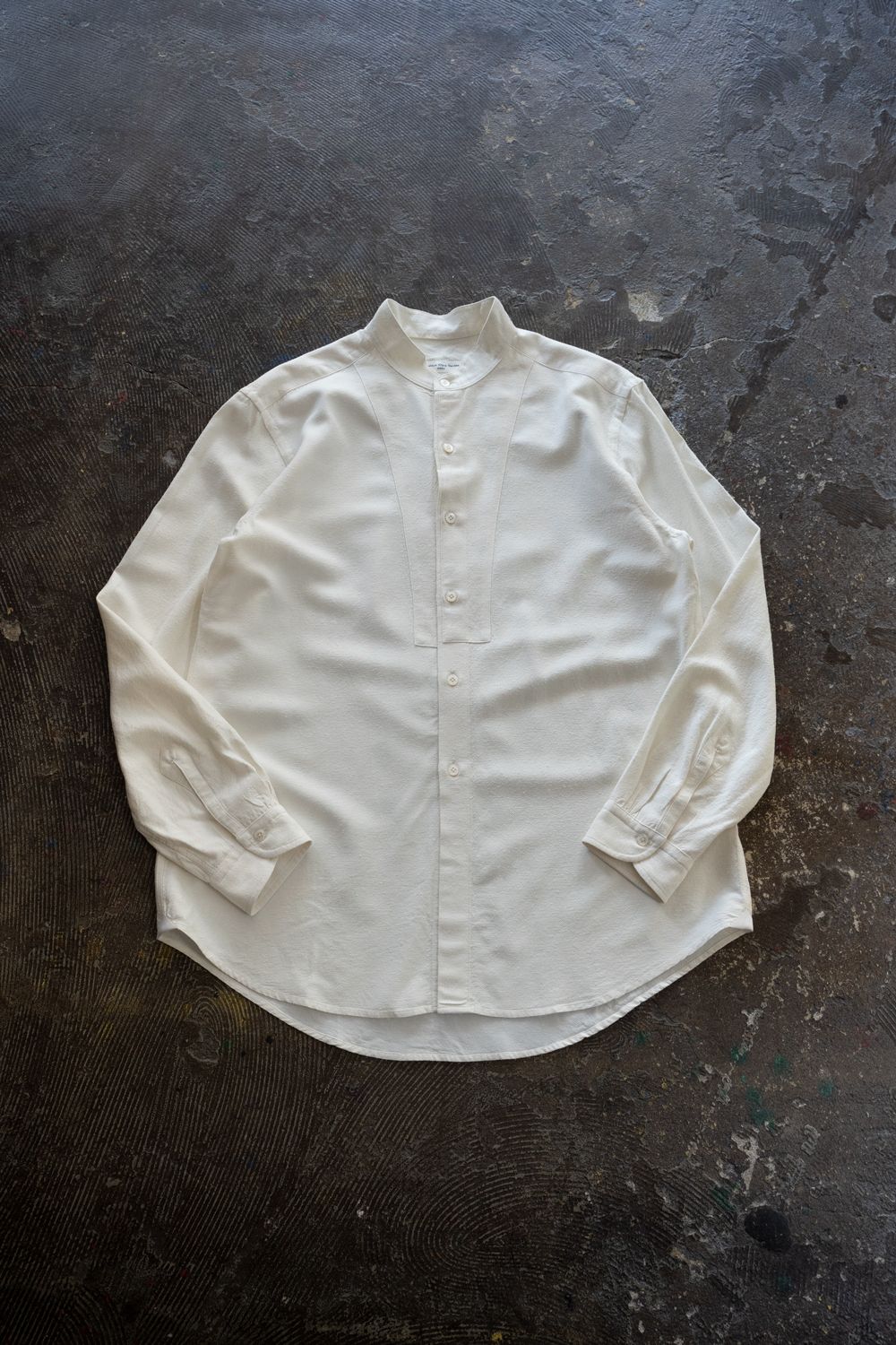 【25AW】Silk Nep Kersey Band Collar Bosom Shirt(PEARL WHITE)