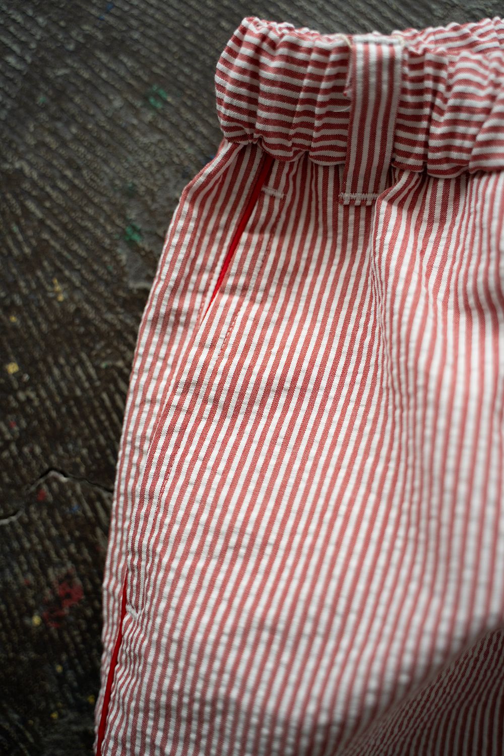 【25SS】"nite game"pajama(seersucker RED STRIPE)【ユニセックス】【セットアップ】