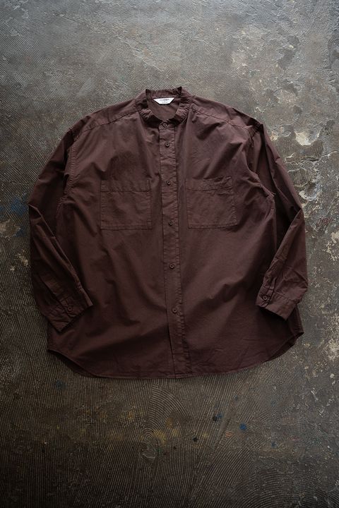 【26AW】ガーメントダイバンドカラーオーバーシャツ(REDDISH BROWN)