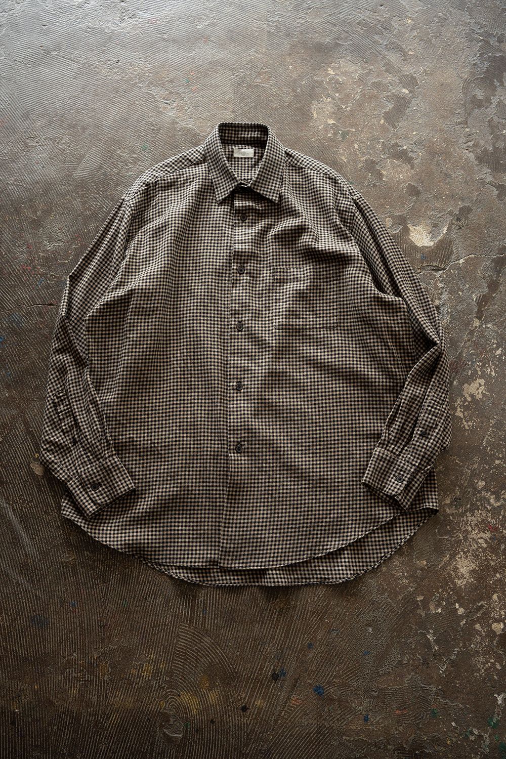 【26AW】Cotton Wool Check Shirts(BEIGE×BLACK CHECK)