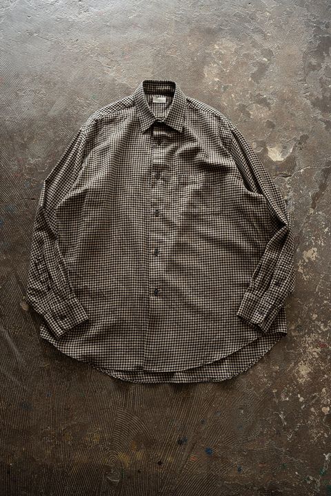 【26AW】Cotton Wool Check Shirts(BEIGE×BLACK CHECK)
