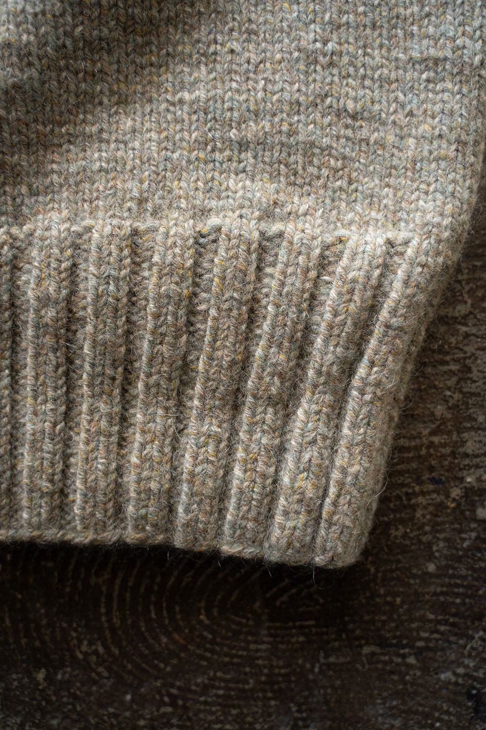 yak/lambs multi ply HAND KNITTING yoke top turtle neck sweater(FOG)