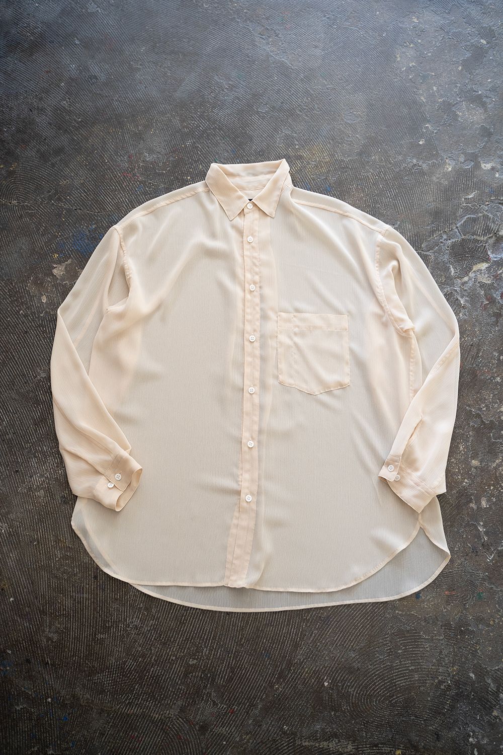 【ラスト1点】【24SS】Oversized Sheer Shirt/オーバーサイズドシアーシャツ(ECRU)