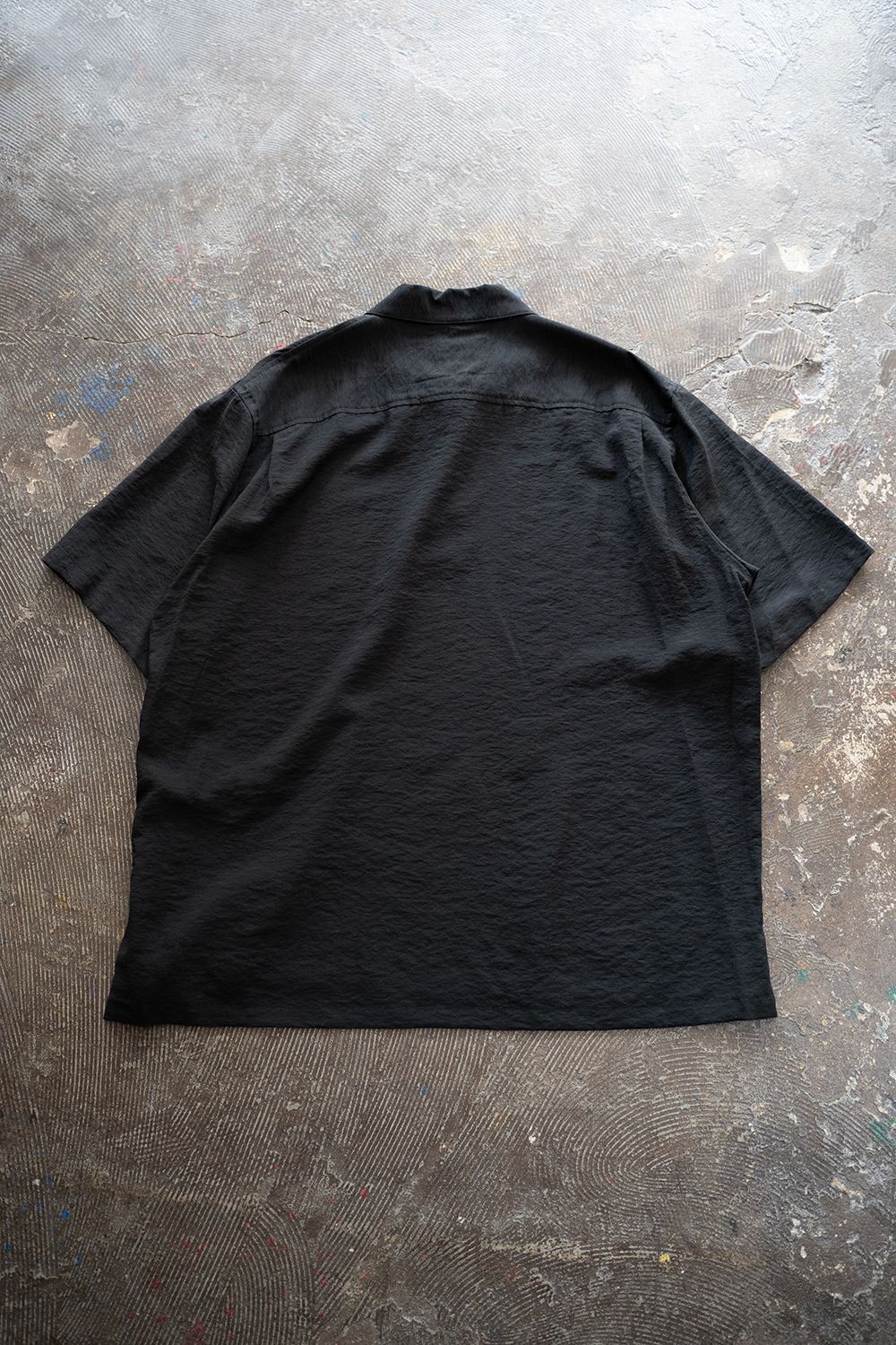 【ラスト1点】【25SS】レーヨン×リネン半袖スキッパーシャツ(INK BLACK)