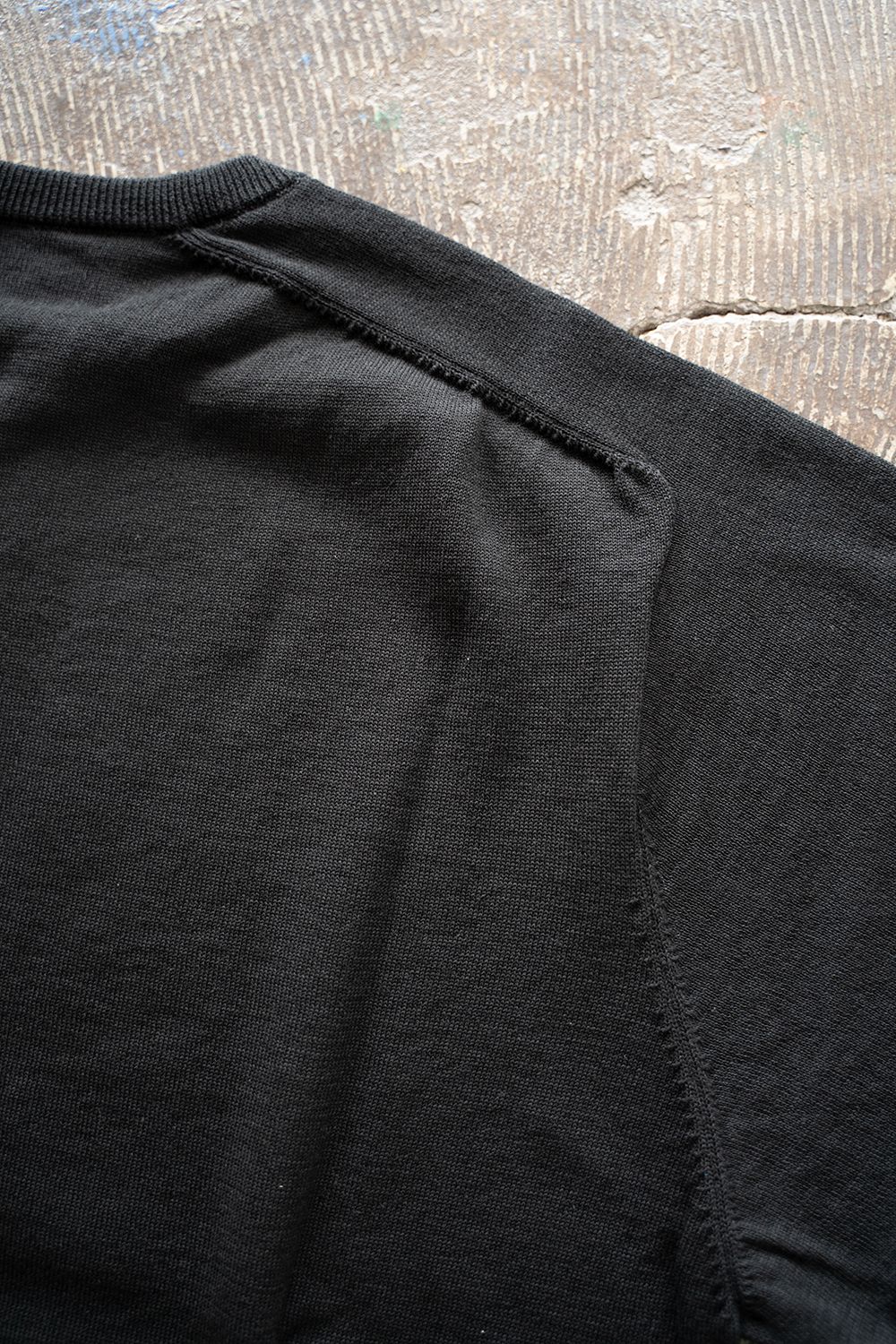 【ラスト1点】【25SS】綿×ポリエステル×リネン12GサドルスリーブニットTee(BLACK)