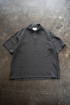 【ラスト1点】【25SS】レーヨン×リネン半袖スキッパーシャツ(GRAY)