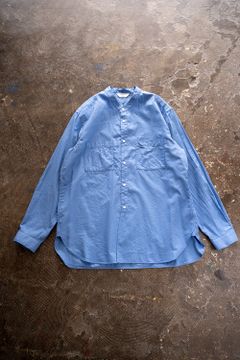 【ラスト1点】【22SS】シルク混両胸ポケットバンドカラーシャツ(BLUE)