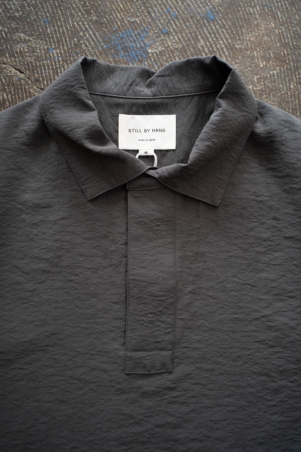 【ラスト1点】【25SS】レーヨン×リネン半袖スキッパーシャツ(GRAY)