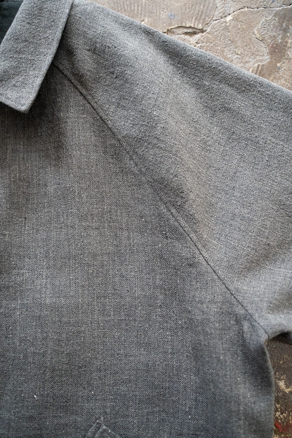【ラスト1点】【23SS】リネン×シルクステンカラーハーフコート(SLATE GRAY)
