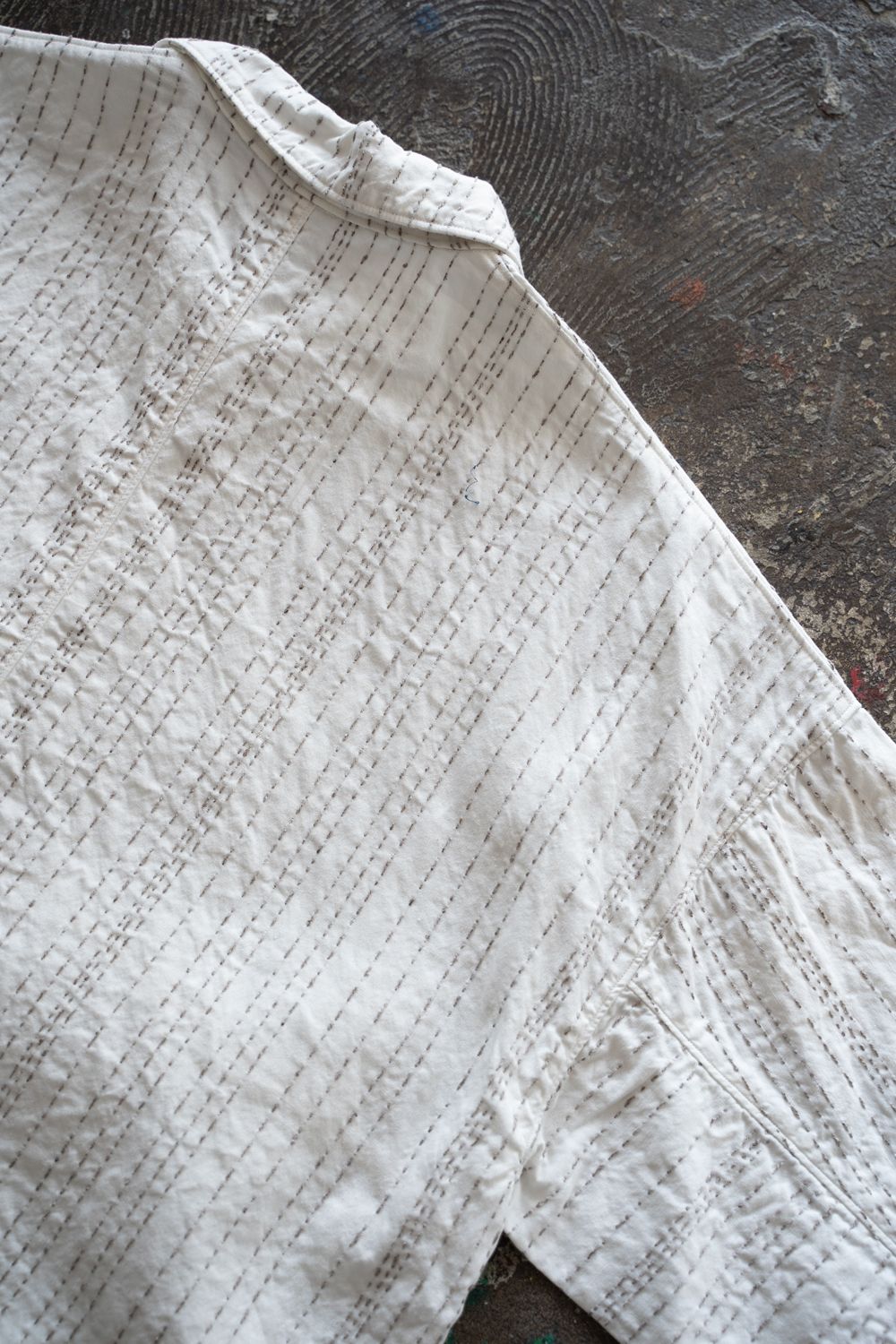 【ラスト1点】薄手刺し子織ジャケット(白)