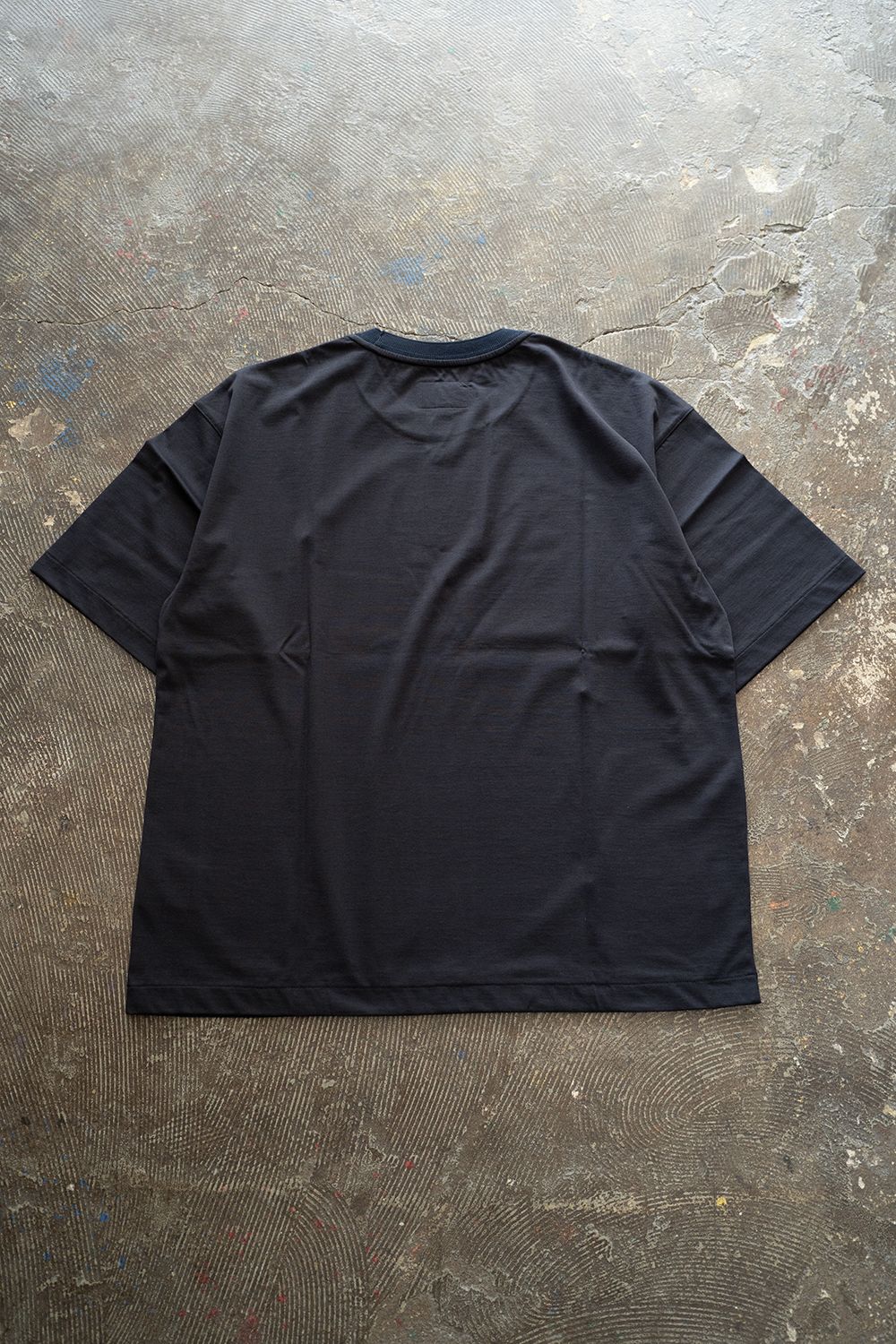 【ラスト1点】【25SS】オーバーサイズネックリブTシャツ(BLACK NAVY)