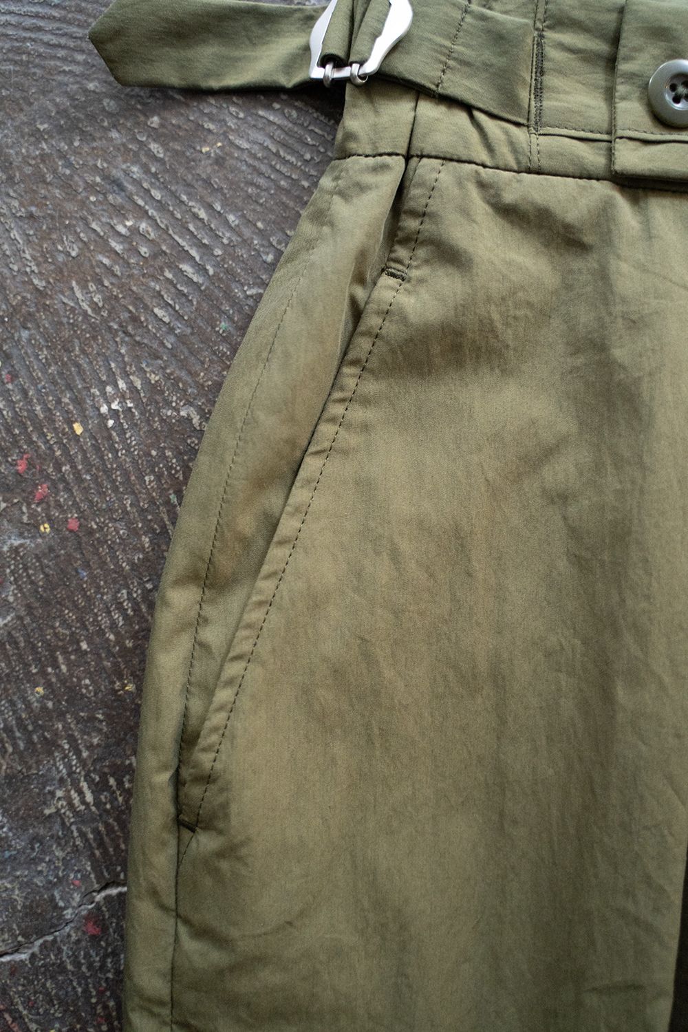 【ラスト1点】2-Tack Cotton-Nylon Trousers/2タックコットンナイロントラウザーズ(OLIVE)