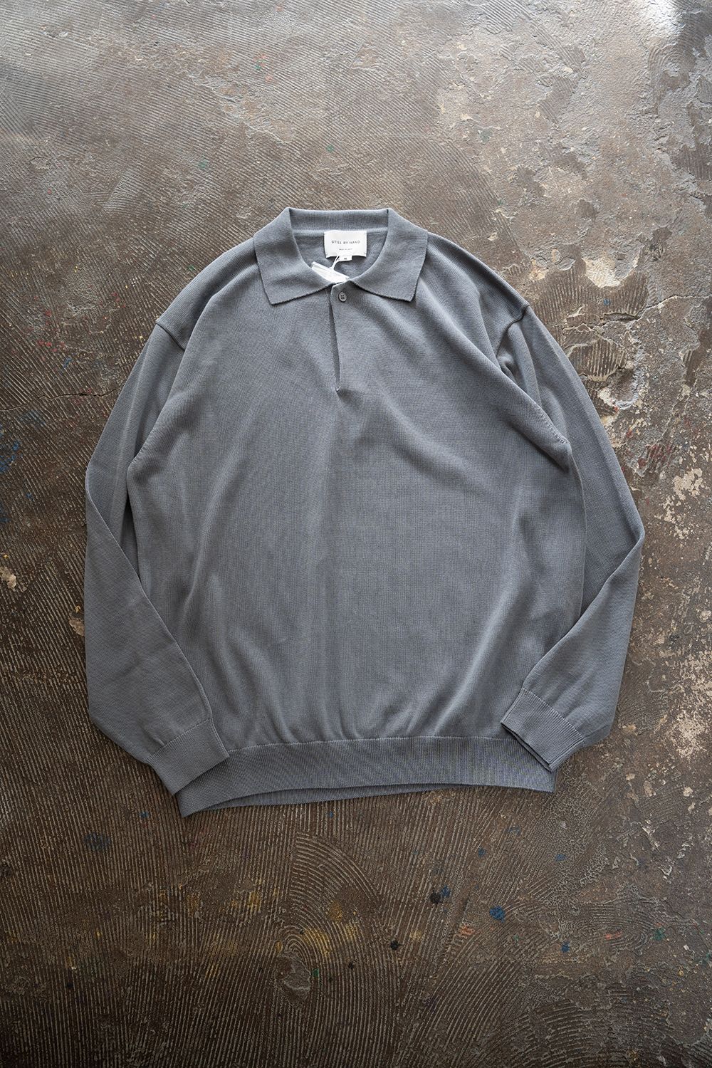 【26AW】コットン×シルク12Gニットポロ(SLATE GREY)
