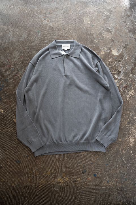 【26AW】コットン×シルク12Gニットポロ(SLATE GREY)