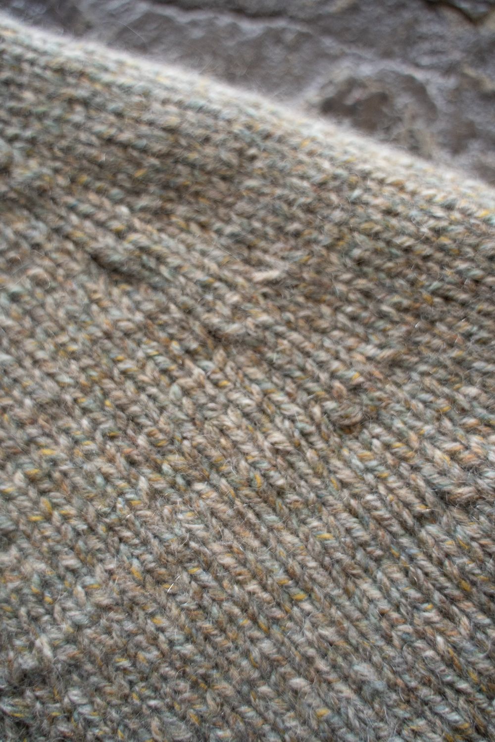 yak/lambs multi ply HAND KNITTING yoke top crew neck sweater(FOG)