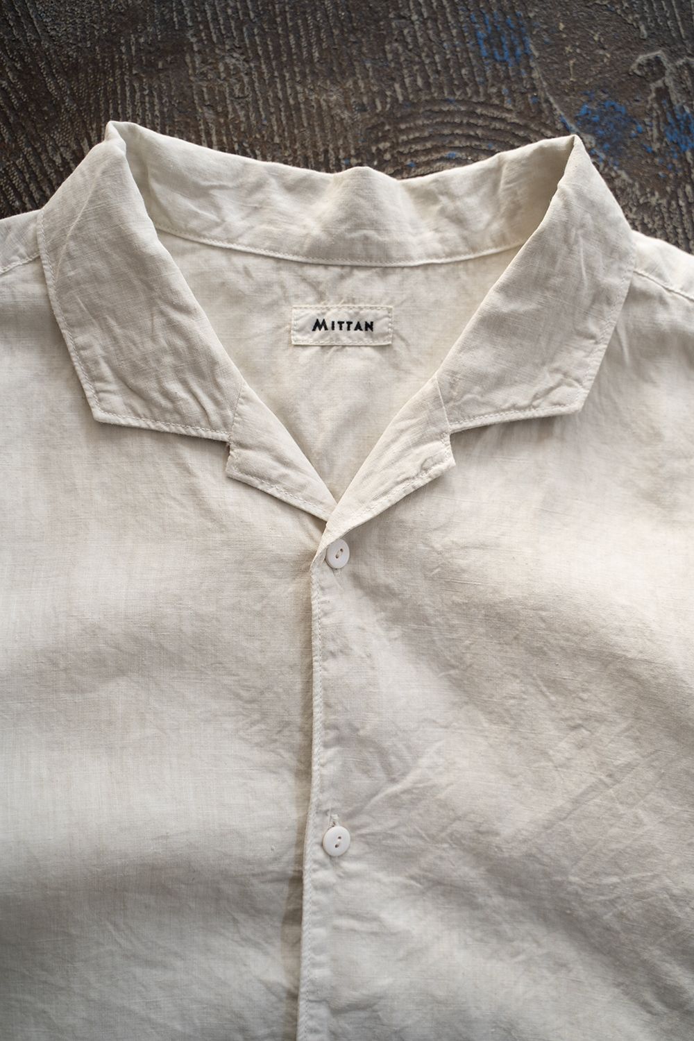 大麻開襟シャツ 高密度(ベンガラ白)