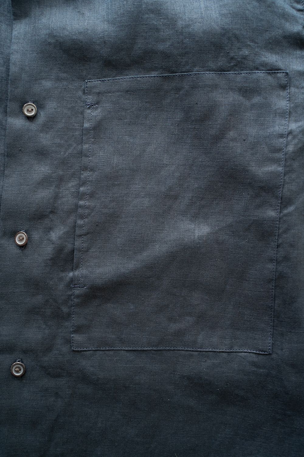 【ラスト1点】【24SS】リネンバンドカラーシャツ(NAVY)