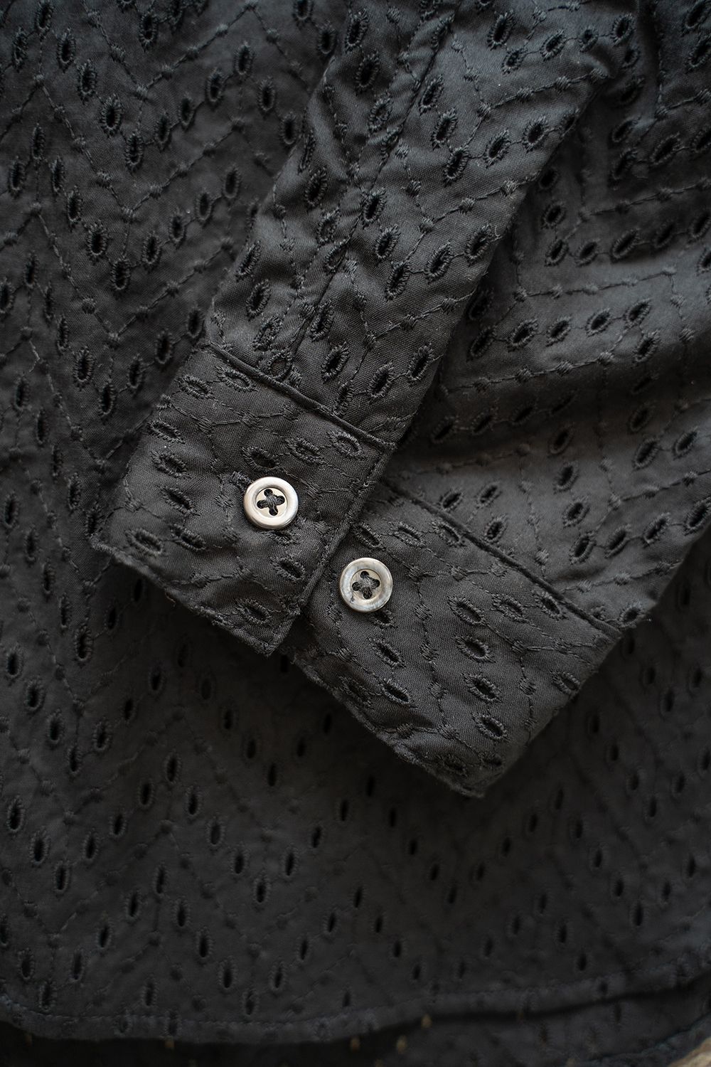【ラスト1点】【24SS】Lawn Lace Shirt/ローンレースシャツ(BLACK)