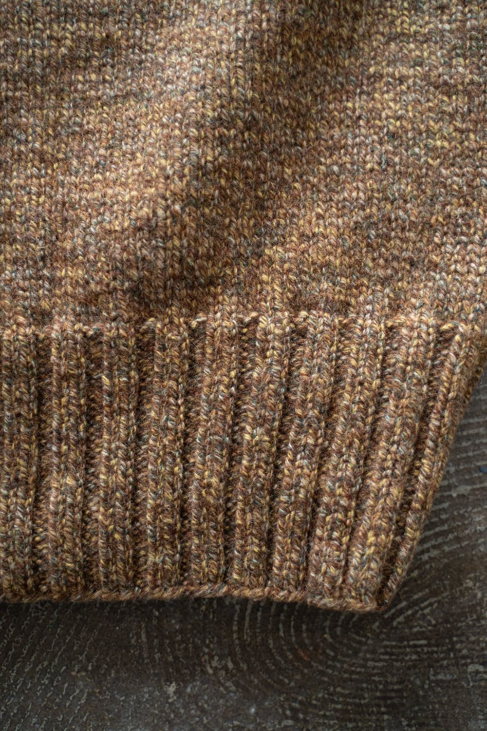 slopeslow - 【ラスト1点】yak/lambs multi ply HAND KNITTING yoke top turtle neck  sweater(MARRON) | Salty