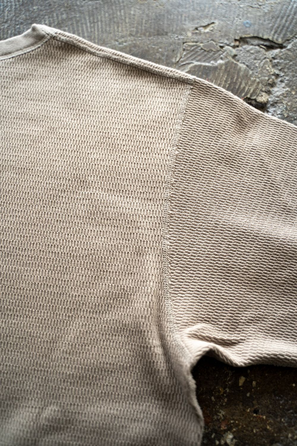 【ラスト1点】スビンコットンワッフル(ハニカムメッシュ)ロンT(MEDIUM BEIGE)