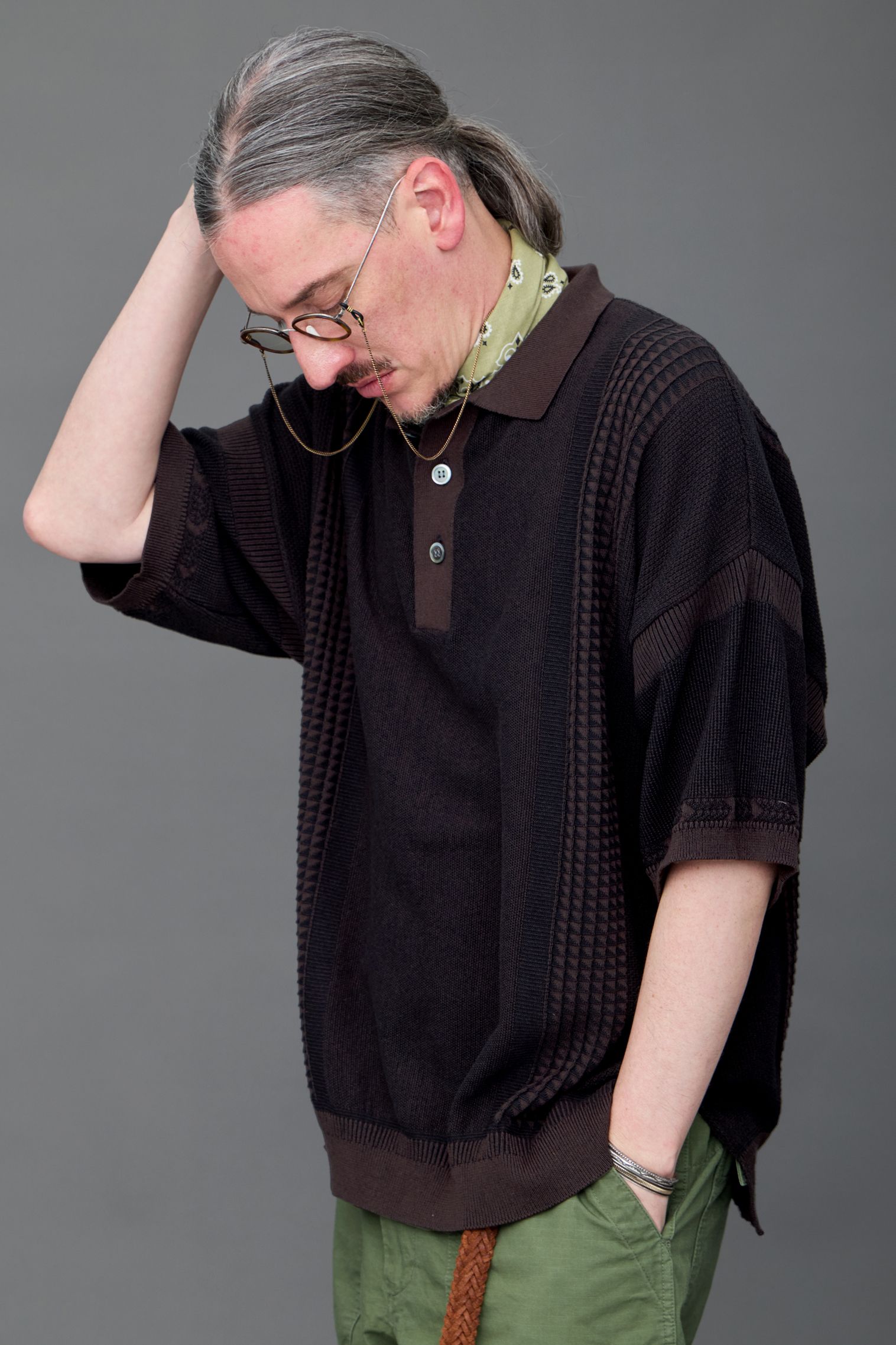YASHIKI - 【ラスト1点】【26SS】Aotsuyu Knit Polo(BROWN) | Salty