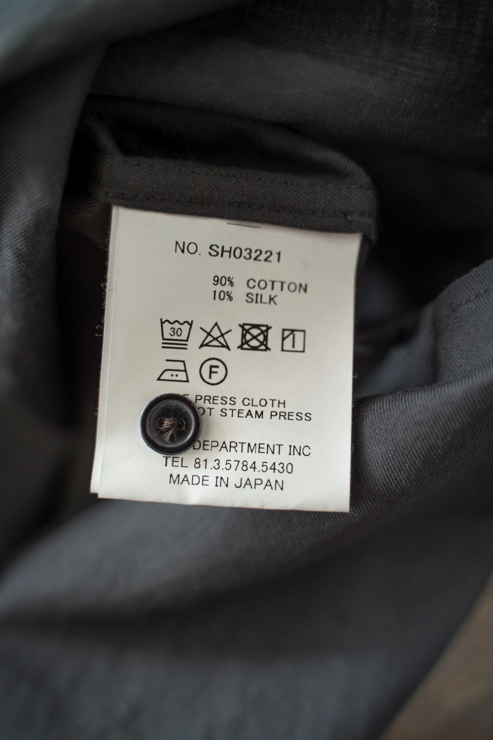 【ラスト1点】【22SS】シルク混両胸ポケットバンドカラーシャツ(CHARCOAL)